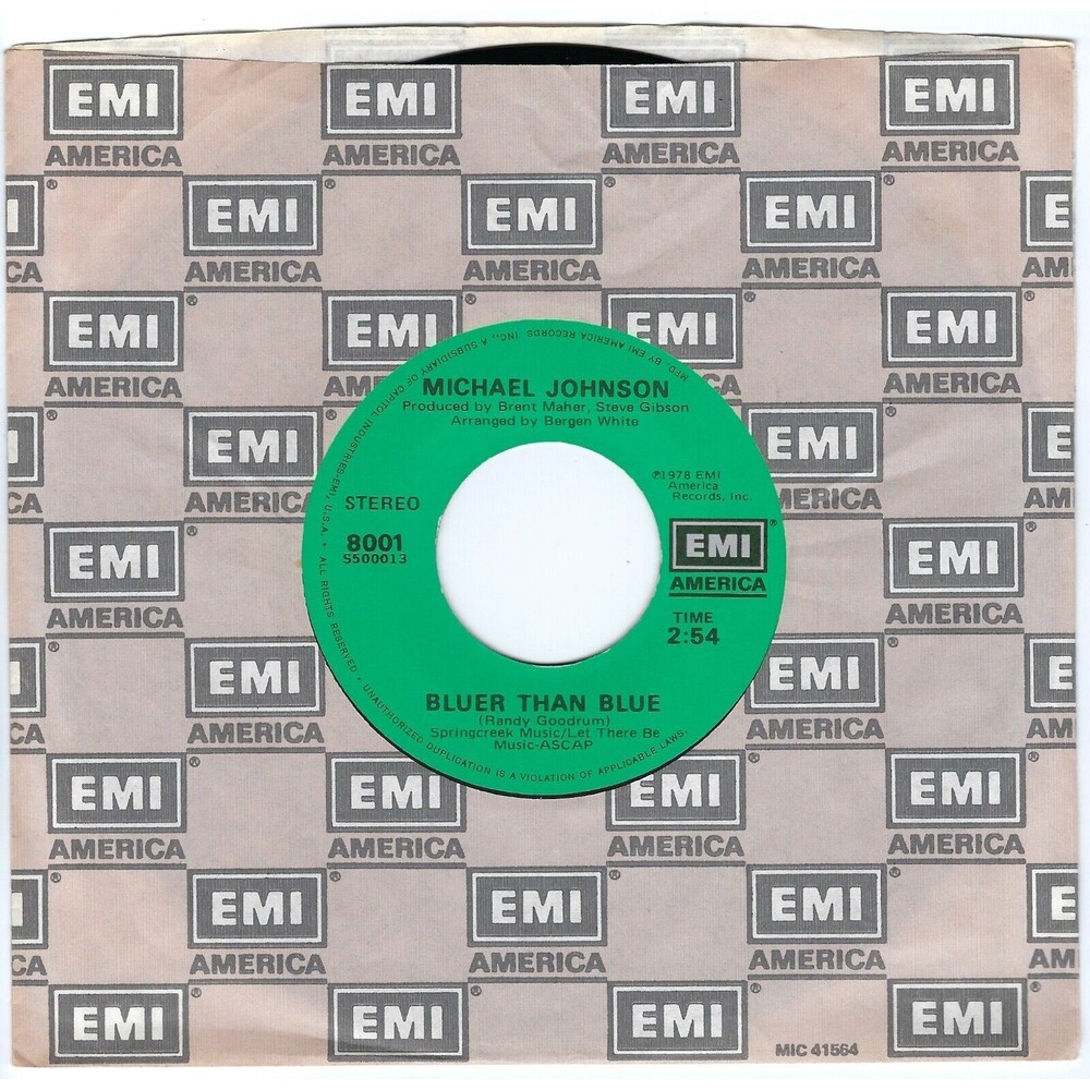 Michael Johnson 45 RPM - Bluer Than Blue / Two In Love - EMI America M- Rock '78